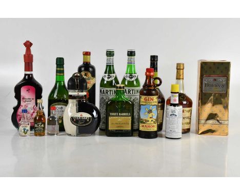 A collection of assorted spirits including Martini, Croft Original, Hennessy cognac, etc (qty).