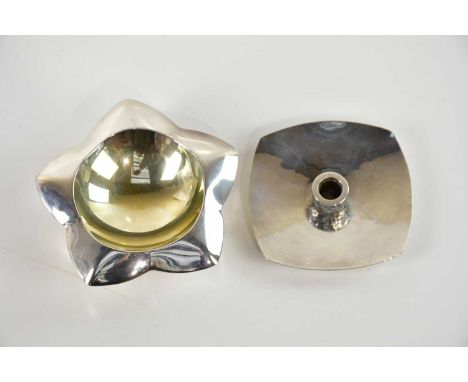 DB; an Elizabeth II hallmarked silver open salt with gilt centre in the form of a star, London 1998, width 10cm, and a contem
