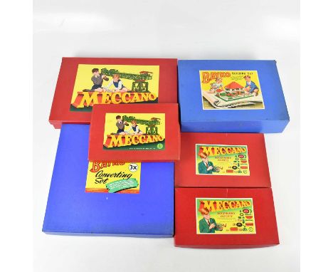 MECCANO; four boxed sets including 1, 3A, 4A, 7, and two Bayko building sets (6). 