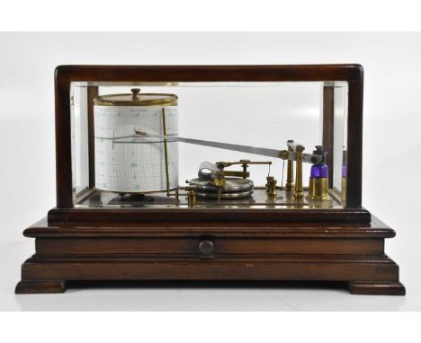 J CASARTELLI &amp; SONS LTD, MANCHESTER &amp; LIVERPOOL; a 20th century mahogany cased barograph, 21 x 35 x 23cm.
