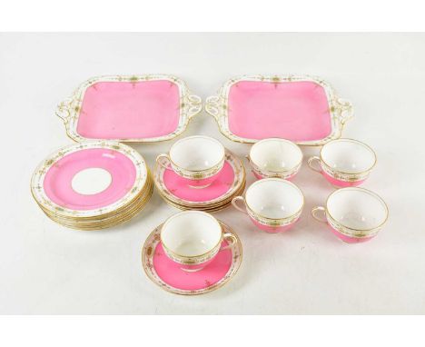 ROYAL WORCESTER; a part tea service with gilt and salmon pink decoration (qty).Condition Report: Uasage marks and crazing thr