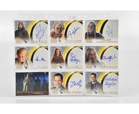 THE LORD OF THE RINGS; Topps movie trading authentic autograph cards for Craig Parker, Andy Serkis, David Wenham, Christopher