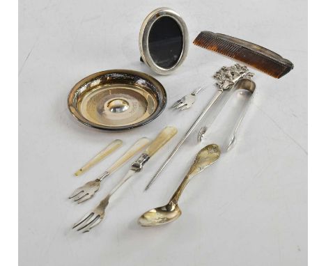 FRANCIS HIGGINS II; a Victorian hallmarked silver meat skewer, the terminal with cast decoration of a mythical winged figure 