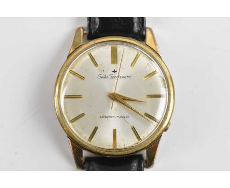 SEIKO; a Sportsmatic manual wind wristwatch, with silvered dial set with batons.