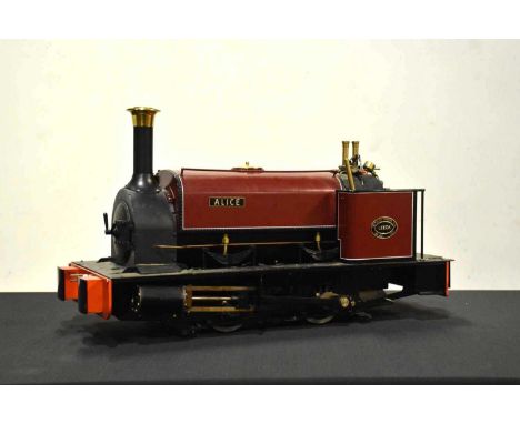 A scratch built live steam 5” gauge garden locomotive ‘Alice’, in need of attention, length 63cm, with a Maxitrak boiler test