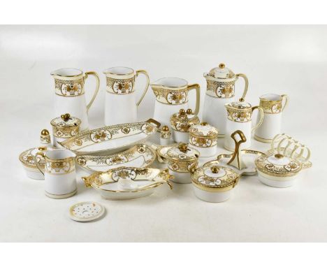 NORITAKE; a 44318 pattern china dinner/tea service including plates, side plates, mugs, jugs, butter dishes, bowls, etc.