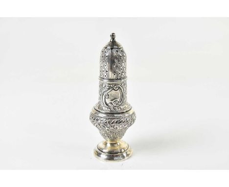 JOHN MILLWARD BANKS; a Victorian hallmarked silver sugar caster, Birmingham 1896, approx 2.48ozt/77.3g.   Condition Report: 1