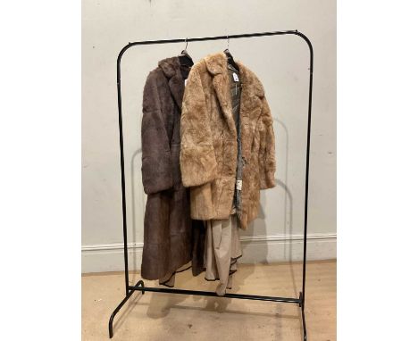 SOVEREIGN FURS; a full length light brown mink coat, fully lined, with slit side pockets, measures 40" chest, and a short lig