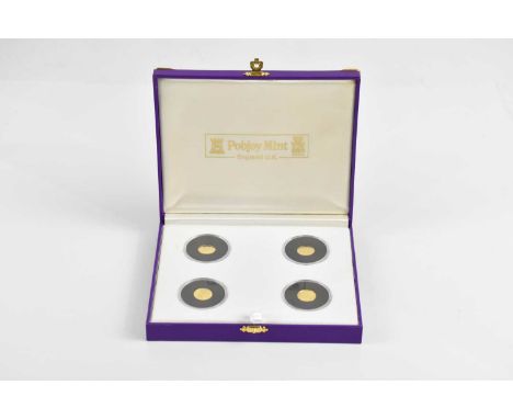 POBJOY MINT; Harry Potter and The Goblet of Fire, four Isle of Man yellow metal 1/25 crown coins, in fitted case, with certif