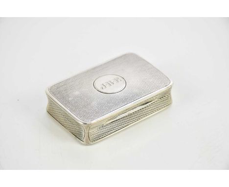 COLEN HEWER CHESHIRE; a George V hallmarked silver snuff box of shaped rectangular form, with engine turned decoration surrou