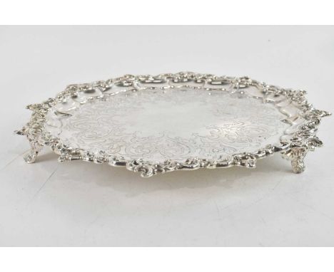 JOSEPH ANGEL I &amp; JOSEPH ANGEL II; a Victorian hallmarked silver salver, with cast scalloped border outside a chased decor