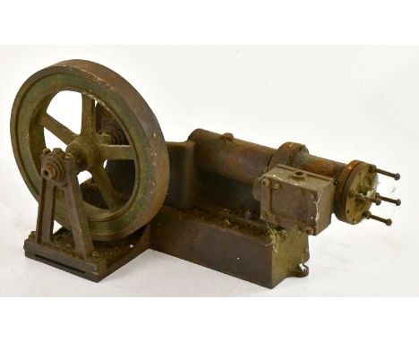 A scratch built live steam single piston engine, length 28cm.