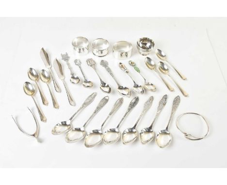 H PIDDUCK; a cased set of six Elizabeth II hallmarked silver teaspoons, Sheffield 1964, and a collection of sterling silver a