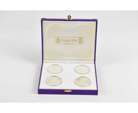 POBJOY; Harry Potter 2004, four Isle of Man sterling silver one crown coins, in fitted box, weight of each coin 28.28gms.Cond