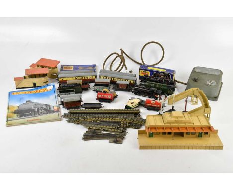 HORNBY DUBLO; a collection of OO gauge trains including a 32170-6-2 tank locomotive B. R. 3-Rail, carriages and tenders, with