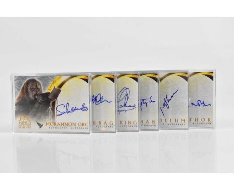 THE LORD OF THE RINGS; Topps movie trading authentic autograph cards for Andy Serkis, John Noble, Christopher Lee, Lawrence M