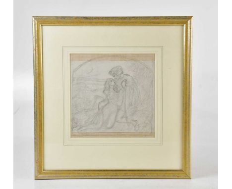 SIR JOSEPH NOEL PATON (1821-1901); pencil sketch, 'Dante and Beatrice', signed lower left, 21 x 21cm, framed and glazed. 