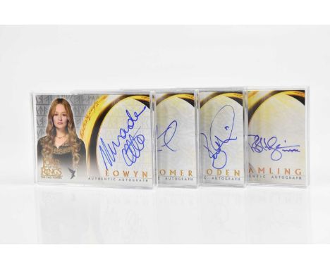 THE LORD OF THE RINGS; Topps movie trading authentic autograph cards for Miranda Otto, Karl Urban, Bernard Hilla and Bruce Ho