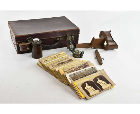 A Victorian 'The Perfecscope' stereoscopic viewer, with assorted cards, various scenes including family, Malvern From Swan Po