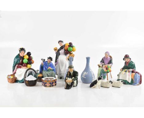 ROYAL DOULTON; a collection of six figures comprising 'Biddy Penny Farthing' HN1843, 'The Balloon Seller' HN2130, 'Tuppence A