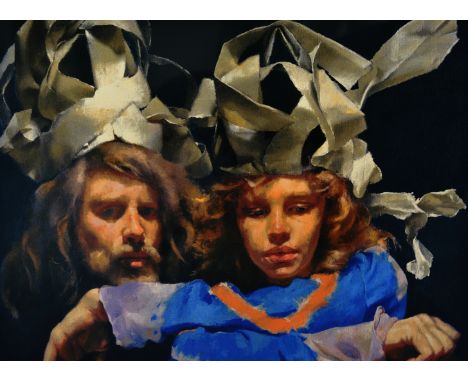 ROBERT LENKIEWICZ (1941-2002) 'Paper Crowns-The Painter with Mary' signed limited edition silkscreen print, number 167 of 250