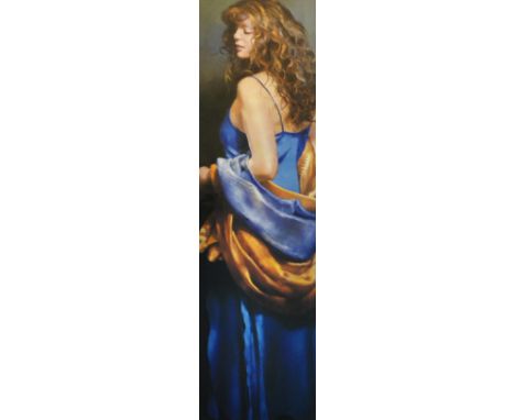 ROBERT LENKIEWICZ (1941-2002) 'Karen in Blue' (Standing), limited edition signed lithograph print number 266 of 475, size inc