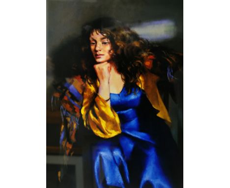 ROBERT LENKIEWICZ (1941-2002) 'Karen Seated' signed lithograph limited edition print number 143 of 475, 49cm x 36cm, unframed