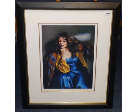 ROBERT LENKIEWICZ (1941-2002) 'Karen Seated', signed limited edition lithograph print, number 298 of 425, 49cm x 36cm. Certif