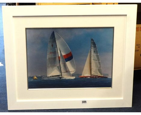 TIM THOMPSON print 'Yachts, America 's Cup' 29cm x 39cm
