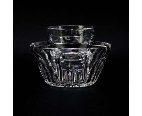 Baccarat Crystal 3 Piece Caviar Server. Includes: bowl (3-1/4" H x 6-3/4" W), cup (3-1/2" H x 4" W), and silver tone tine hol