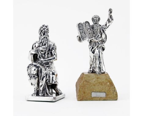 Two (2) Israeli Sterling Silver Religious Figurines. Includes: seated Moses figurine 8" H and Isaac Jeheskel Moses figurine 9