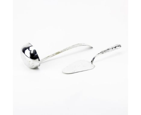Lot of Two (2) Silver Serving Pieces. Includes Colombian Florentina 900 Silver Ladle, 12-1/2" L; 925 sterling cake server, 11