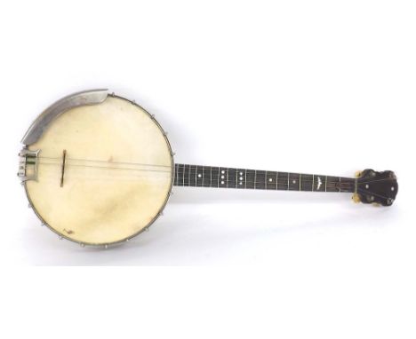 J.G. Abbott &amp; Co shortscale tenor banjo, circa 1920, with 10.25" head and 21.5" scale, soft bag