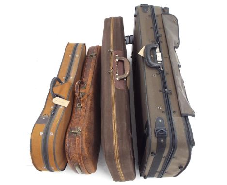 Chambord double viola/violin case; also a double violin case and two single cases (4)