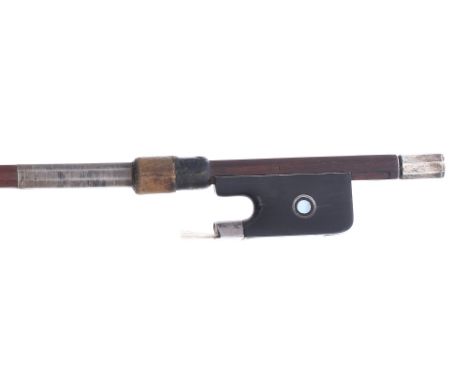 French silver mounted violin bow by Georges Barjonnet and stamped Roger Gerome on the handle and Made in France under the han