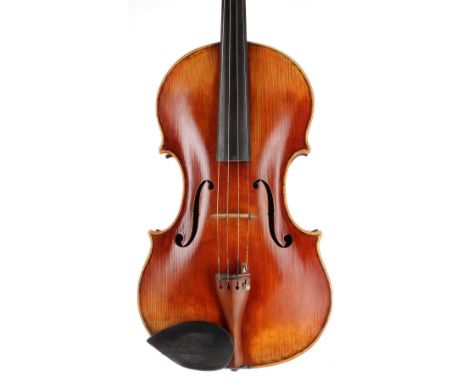 Early 20th century viola labelled Joseph Guarnerius Filius Andrae... the one piece back of faint wild curl with medium curl t