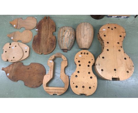 Quantity of instrument moulds, comprising three bass viola da Gamba moulds, a violone mould, two lute moulds, a cittern mould