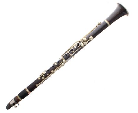 Thirteen-keyed blackwood clarinet in Bb by and stamped Angot &amp; Dubreuil, Ivry-la-Bataille, nickel-silver mounts and keys,