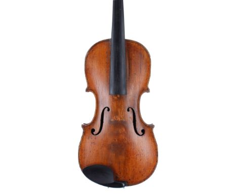 Interesting early violin labelled John Barrett, At The Harp and Crown in Piccadilly, London 1784, 14 1/8", 35.90cm