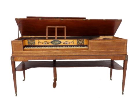 Square piano by Muzio Clementi &amp; Co., London, circa 1805,  the mahogany case with holly and stained fruitwood multiple st