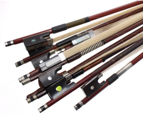 Ten various violin and viola bows (10)