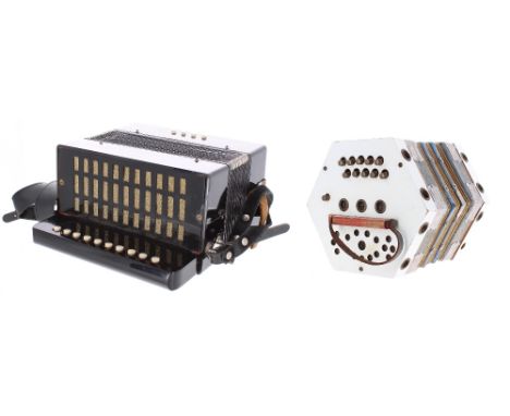 Small Viceroy accordion; also an old German twenty one button concertina (2) 