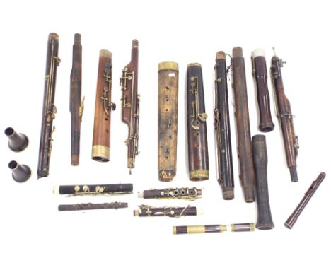 Selection of wind instrument spares to include mainly bassoon and some flute; together with six various brass instrument mout