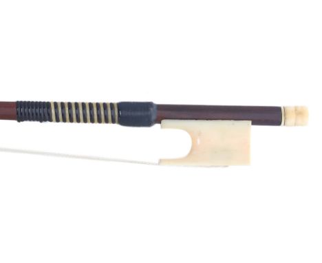 Interesting early English ivory mounted violoncello bow, probably by one of the Dodd family, circa 1790, the stick octagonal,