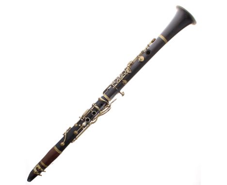 Simple system clarinet in Bb by and stamped F. Buisson, Paris, IOMA Selection, blackwood with ebonite barrel and mouthpiece, 
