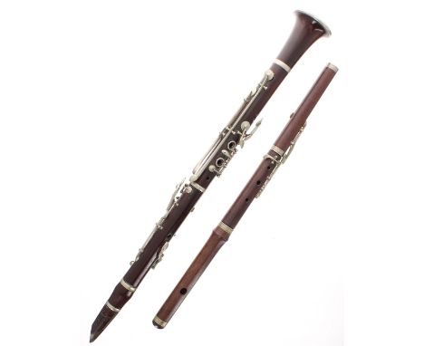 Old rosewood simple system clarinet and a small six keyed flute (2)