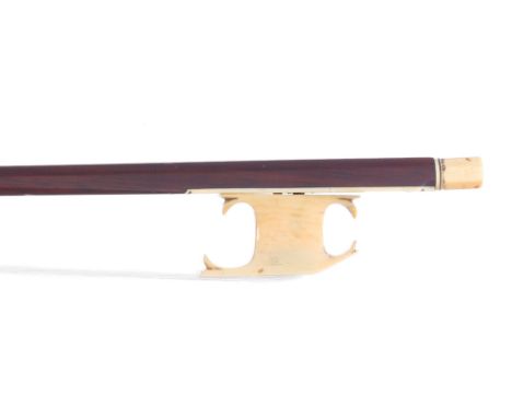 Fine and interesting French ivory mounted violin bow, Paris circa 1770, possibly by Duchene, the stick round, with fancy carv