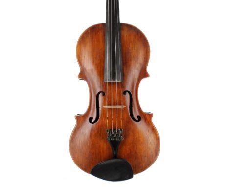 Interesting English viola by and labelled J.C. Harrison, London, Date, 1915, also stamped J.C.H. on the button, unpurfled, 15