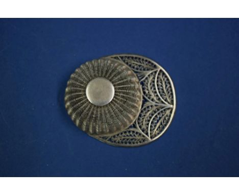 A George III silver filigree jockey cap caddy spoon, by Samuel Pemberton, circa 1800, 5.5cm.   Condition Report:  some damage