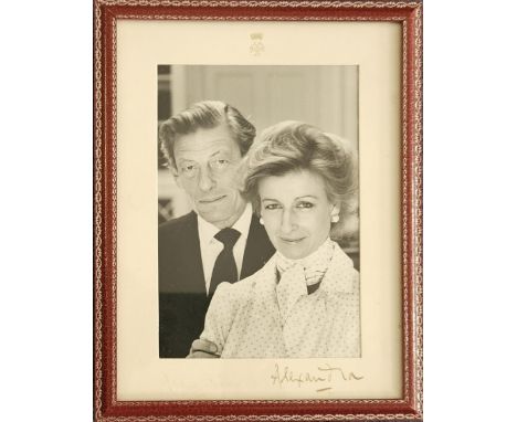 HRH PRINCESS ALEXANDRA OF KENT &amp; THE HON SIR ANGUS OGILVY A hand signed glazed presentation photograph of Queen Elizabeth